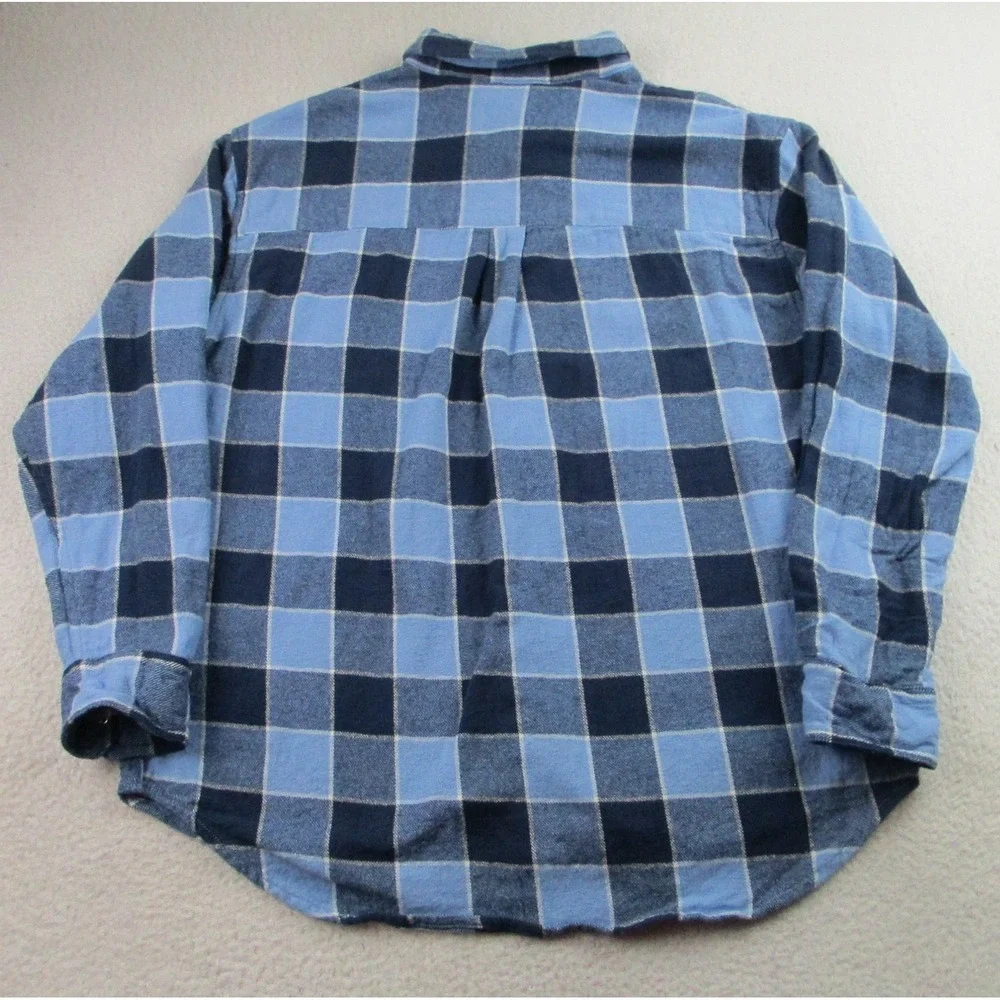 Levis SilverTab Shirt Mens Small Blue Plaid Flannel Oversized Button Down Pocket